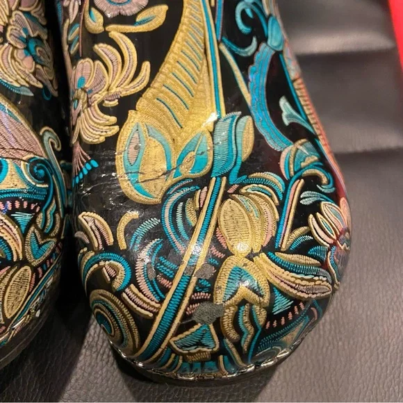 Sanita Clogs Blue & Yellow Paisley Women’s size 41 /10 round toe slip on comfort - Picture 8 of 9